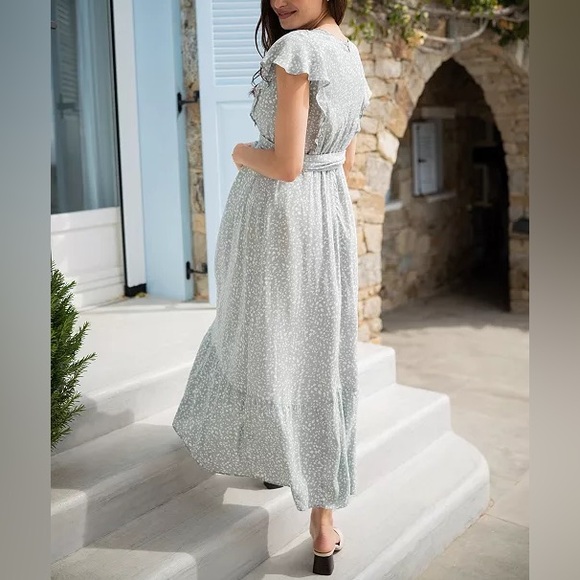 Seraphine Sage Gray Maternity & Nursing Midi Maxi Dress Size 4 - Picture 1 of 16